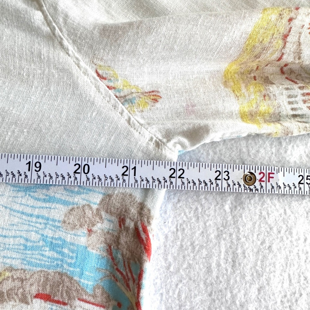 Calypso St Barth L Linen Postcard Print Shirt Dress Monaco Menton Nice Roll Tab - Picture 15 of 16